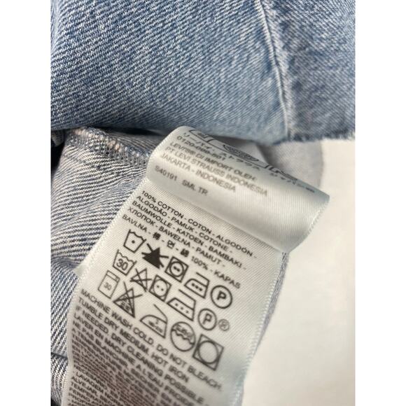 Levi’s Made & Crafted Denim Ruffle Top Women’s Size S Blue Chambray Blouse - Picture 7 of 9